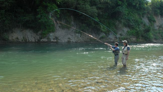 Pêche au saumon sur le gave d'Oloron