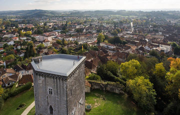 Tour Moncade à Orthez vue du ciel