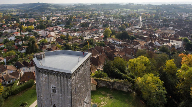 Tour Moncade à Orthez vue du ciel