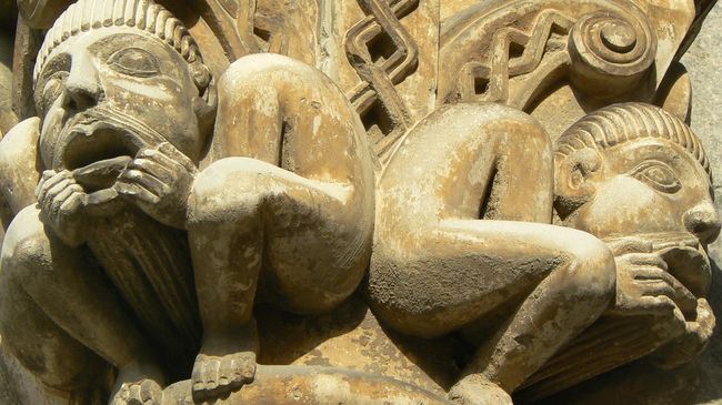 Architectural detail of the Cathedral of Oloron-Sainte-Marie