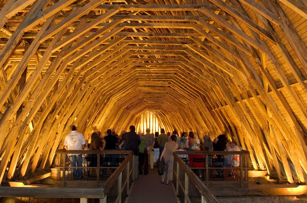 The timber roof of the church of St Girons in Monein