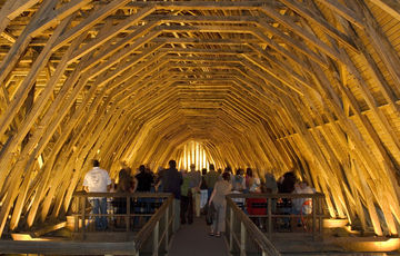 The timber roof of the church of St Girons in Monein