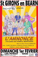 Théâtre : L'annonce - SAINT-GIRONS-EN-BEARN