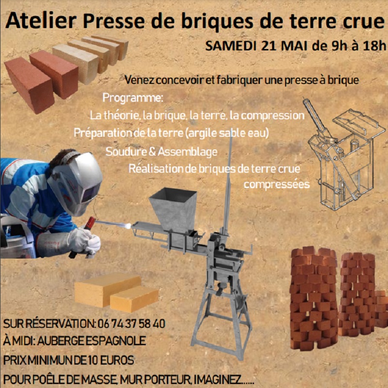 Atelier : Presse de briques de terre crue - LOUBIENG