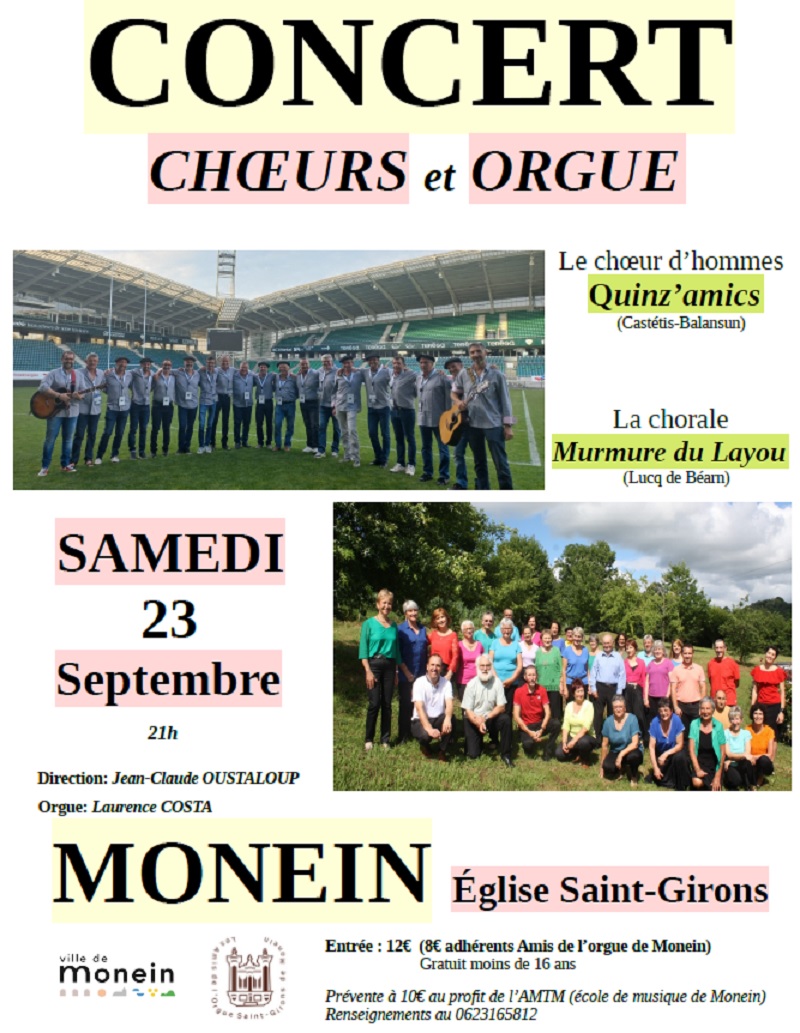 Concert choeurs et orgue - MONEIN